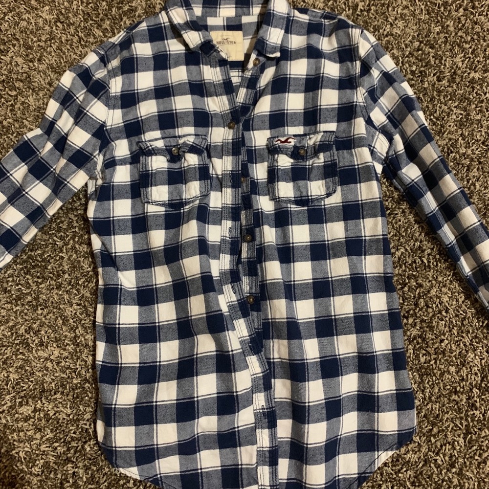 blue checkered flannel hollister